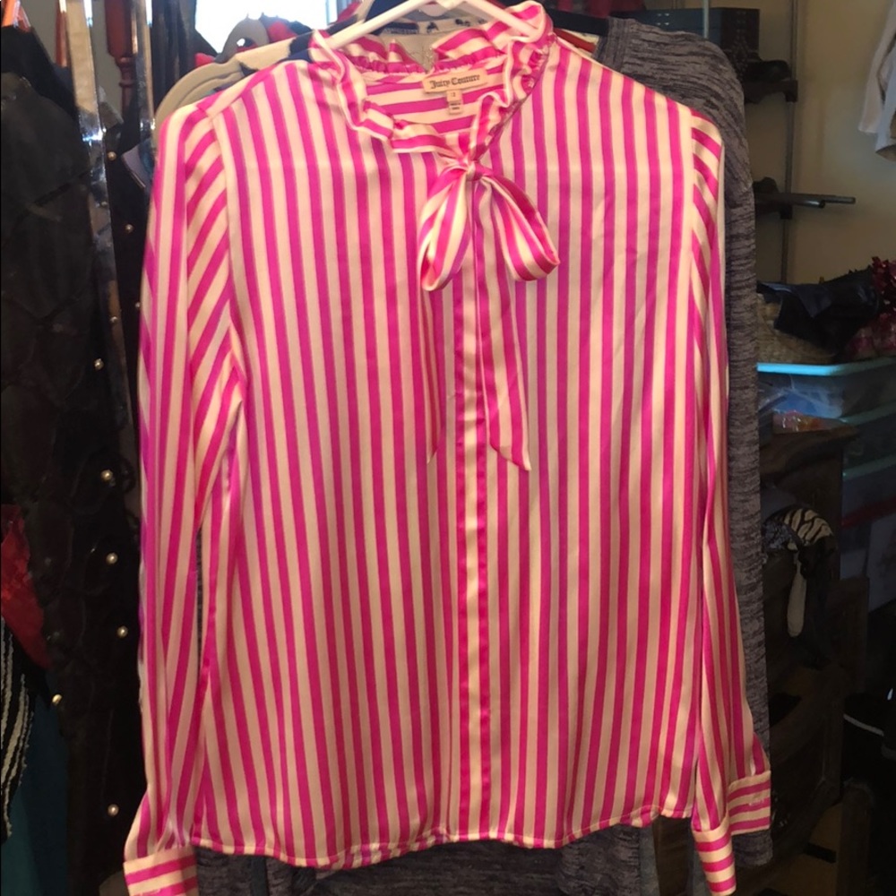 Juicy Couture pussy bow top pink cream stripe 2